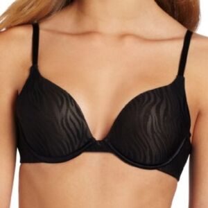 Maidenform Sensual Shapes Black Zebra Print Mesh Push Up Bra size 34B